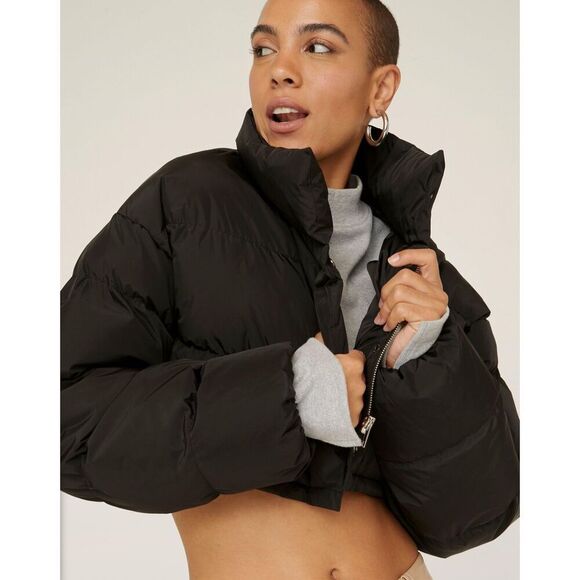 Nasty Gal Padded Puffer Super Cropped Jacket Black Size 4 Size 4 - Picture 9 of 9